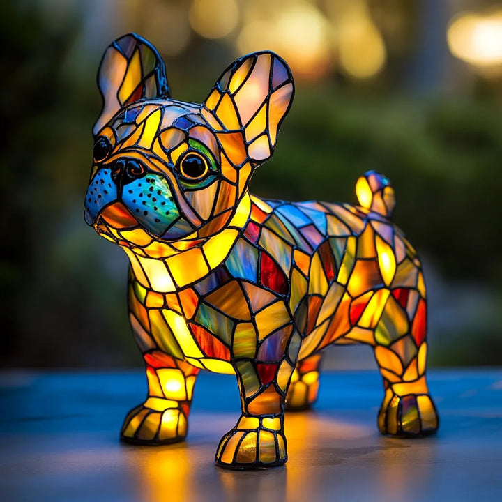 Håndlavet Bejdset Glas Hundelampe | Lys Til Hundeelskere