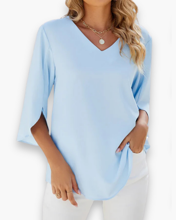 Miralyn | Dame Elegante V-Hals Blus