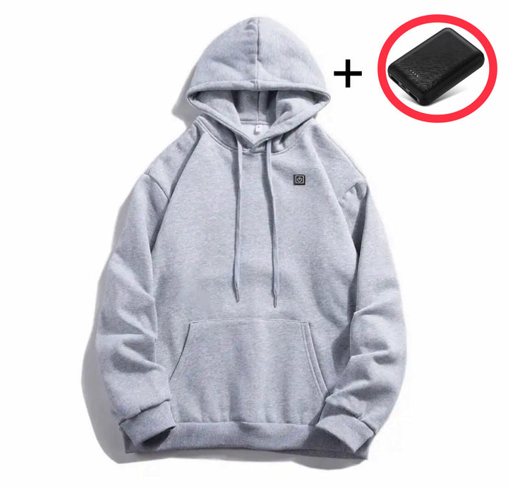Opvarmet sweatshirt med Hætte | Vinterlag med Justerbar Varme