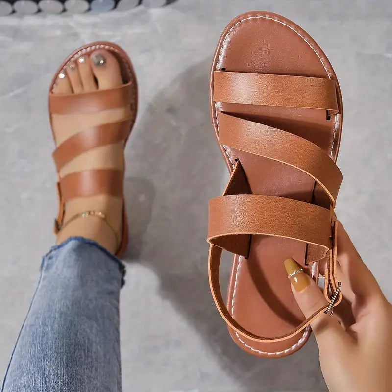 Dahlia | Dame Romersk Ankel Rem Flad Sandaler