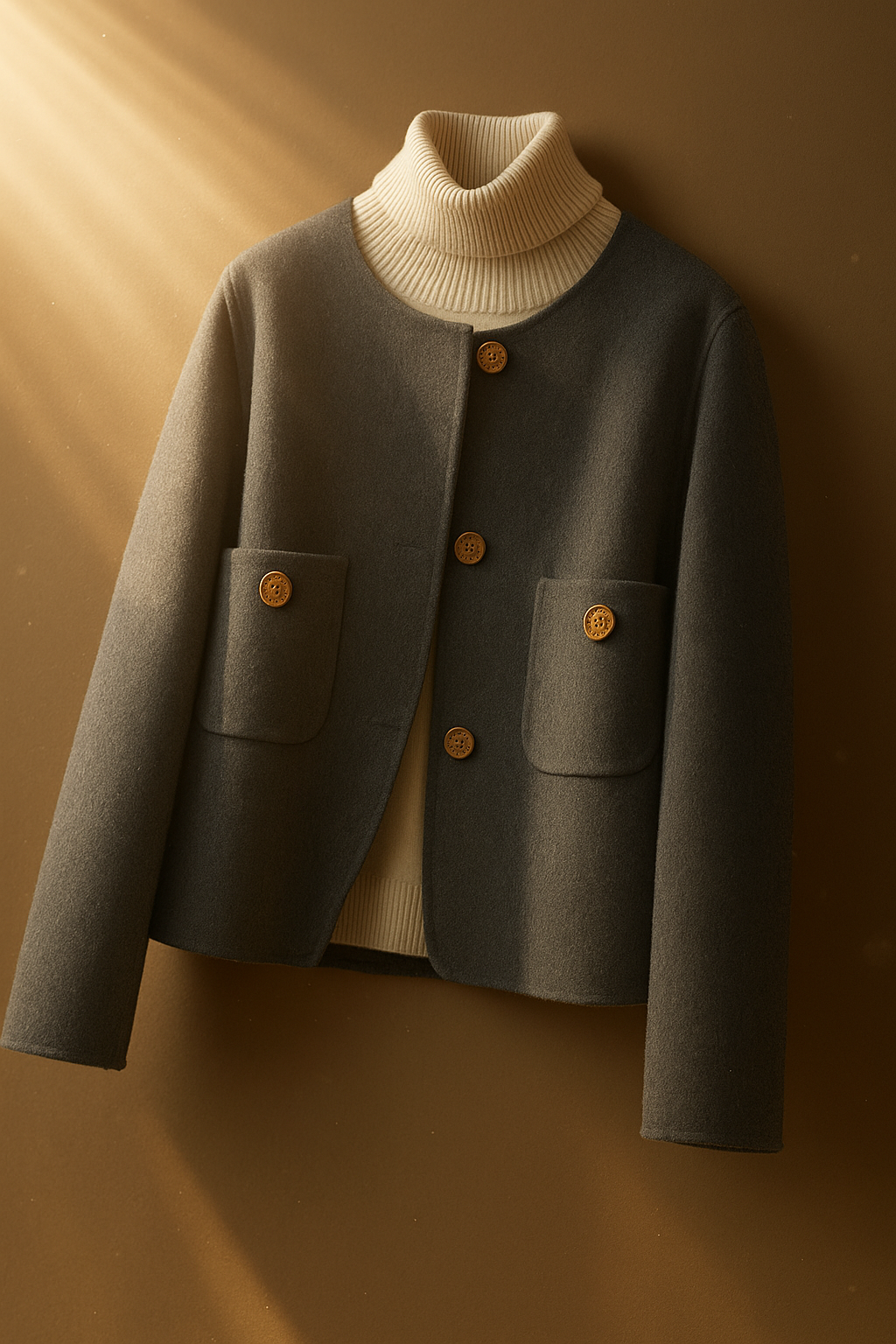 Dame Beskåret Uld-Blanding Jacke | Varm Og Stilfuld
