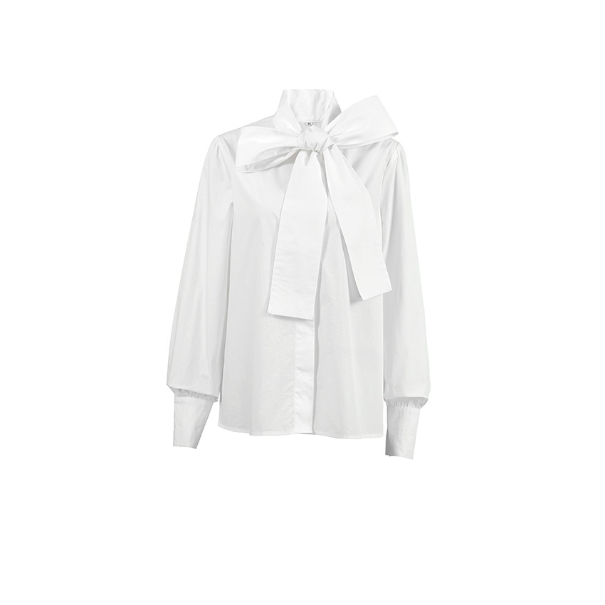 Dame Hvid Bluse | Elegante Sløjfe Binde Hals Og Tidløs Stil