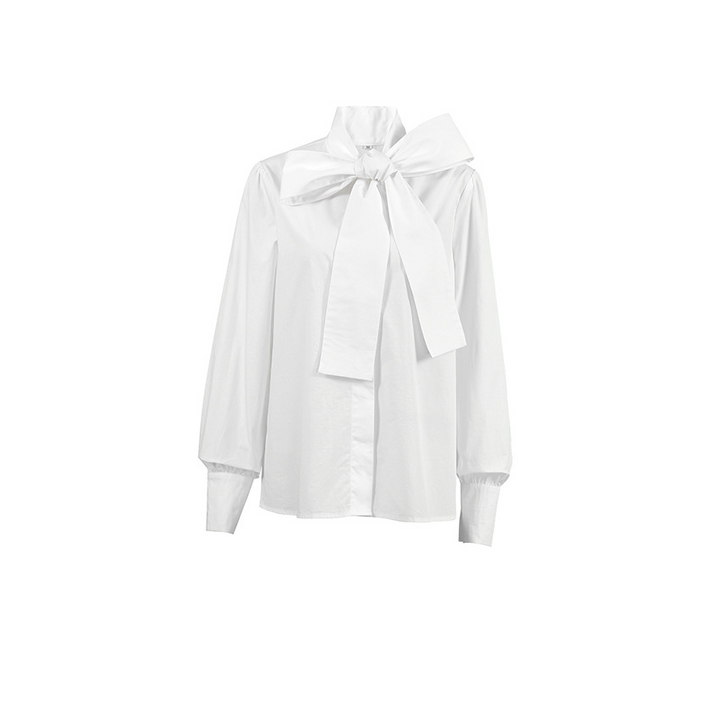 Dame Hvid Bluse | Elegante Sløjfe Binde Hals Og Tidløs Stil