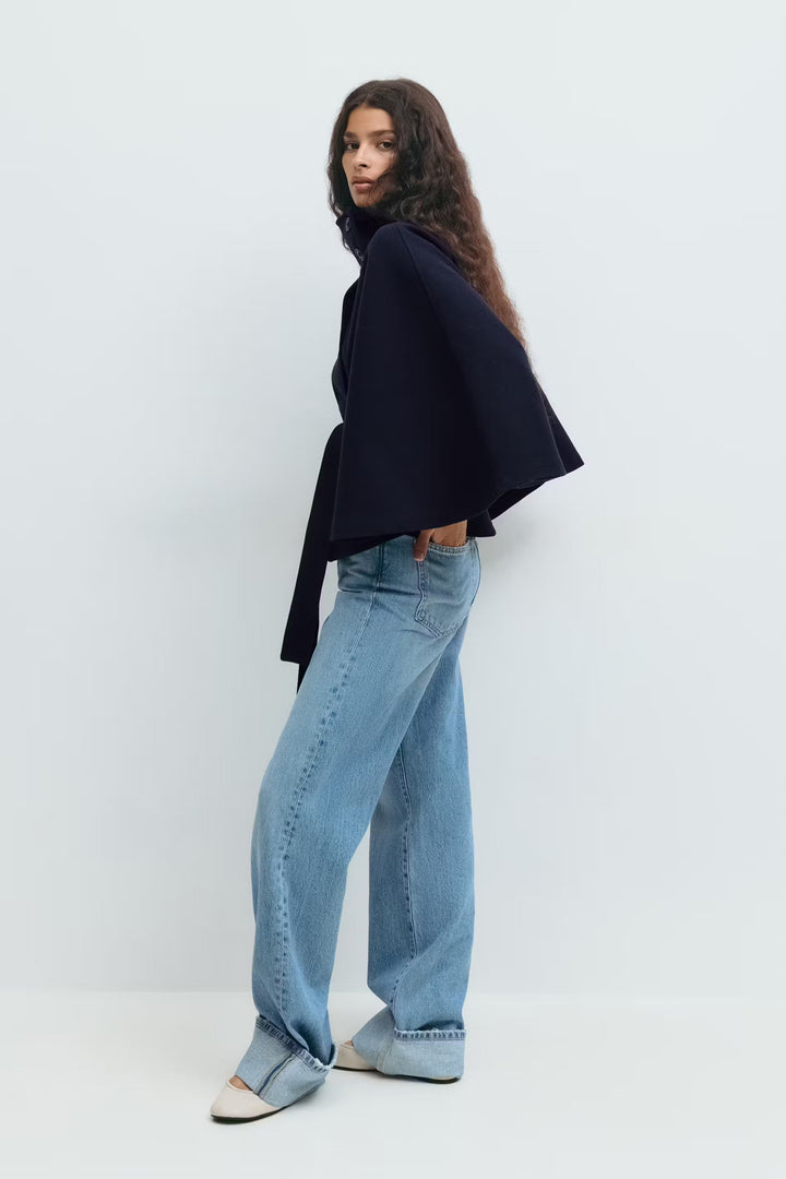 Dame Høj-Krave Bælte Frakke | Elegante Vinter Overfrakke