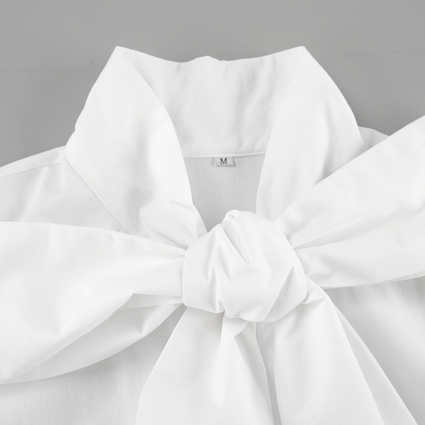 Dame Hvid Bluse | Elegante Sløjfe Binde Hals Og Tidløs Stil