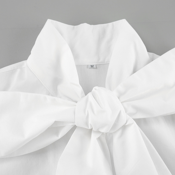 Dame Hvid Bluse | Elegante Sløjfe Binde Hals Og Tidløs Stil