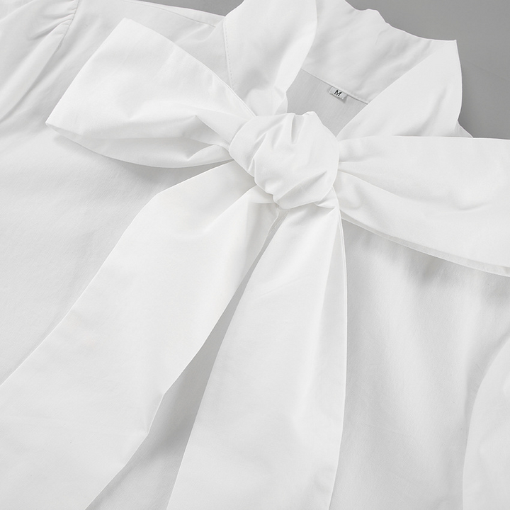 Dame Hvid Bluse | Elegante Sløjfe Binde Hals Og Tidløs Stil