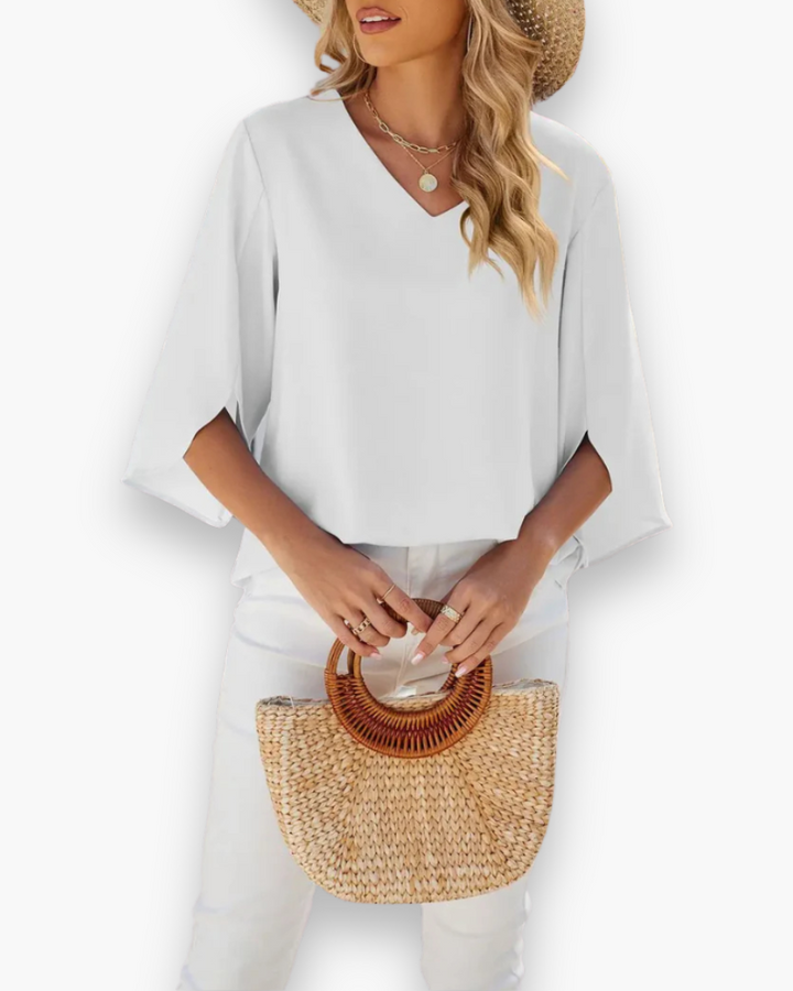 Miralyn | Dame Elegante V-Hals Blus