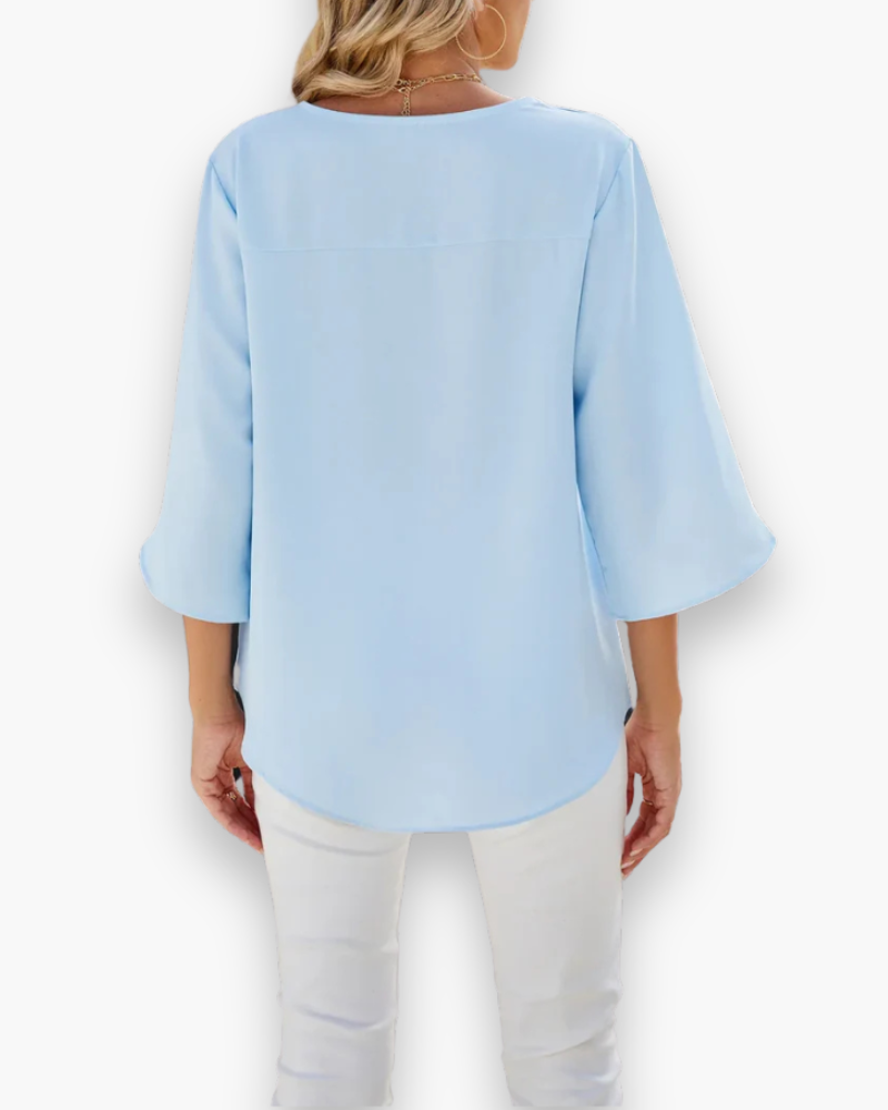 Miralyn | Dame Elegante V-Hals Blus