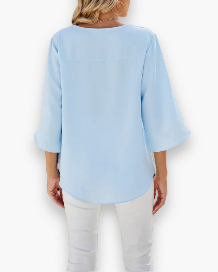 Miralyn | Dame Elegante V-Hals Blus