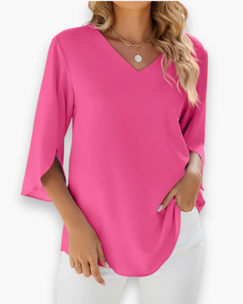 Miralyn | Dame Elegante V-Hals Blus