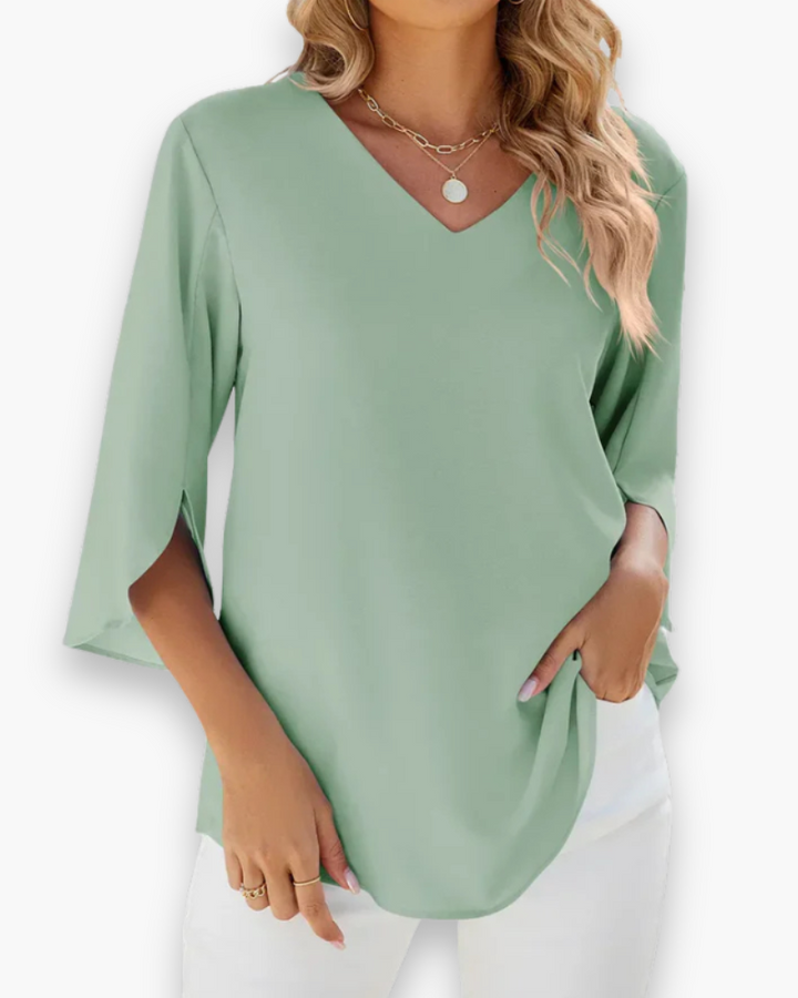 Miralyn | Dame Elegante V-Hals Blus