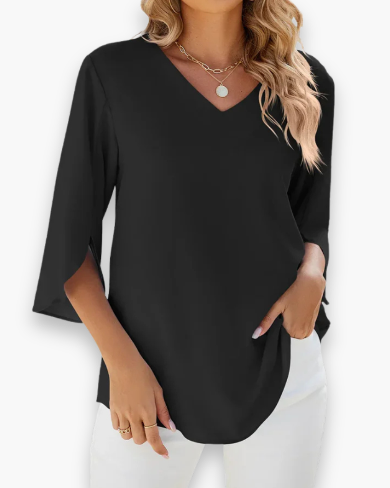 Miralyn | Dame Elegante V-Hals Blus
