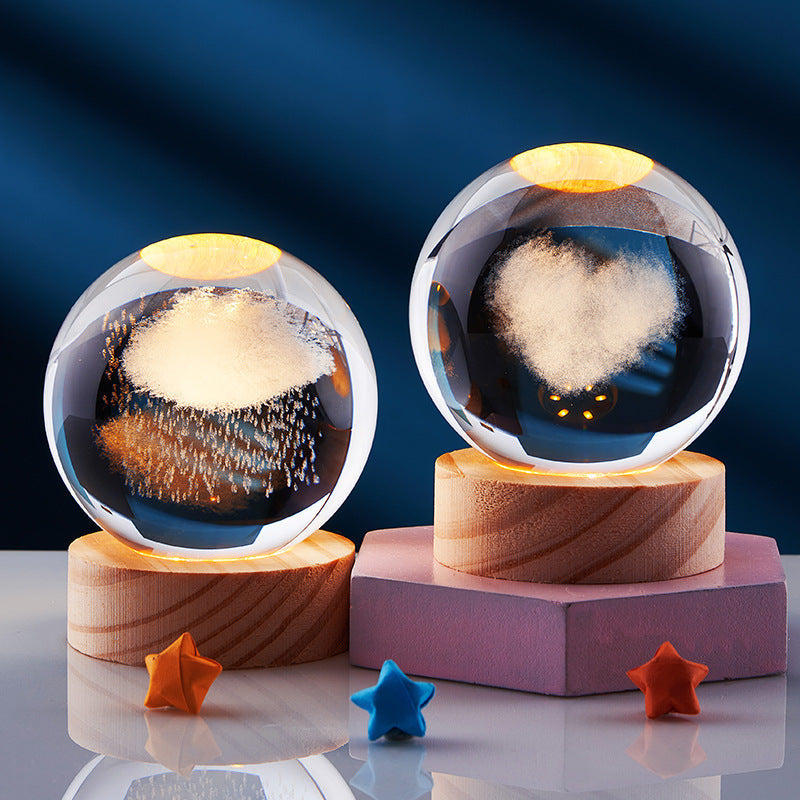3D Krystal Natlampe med Julevibrationer