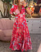 Isabeau | Dame Blomsterprint Kjole Med V-Hals