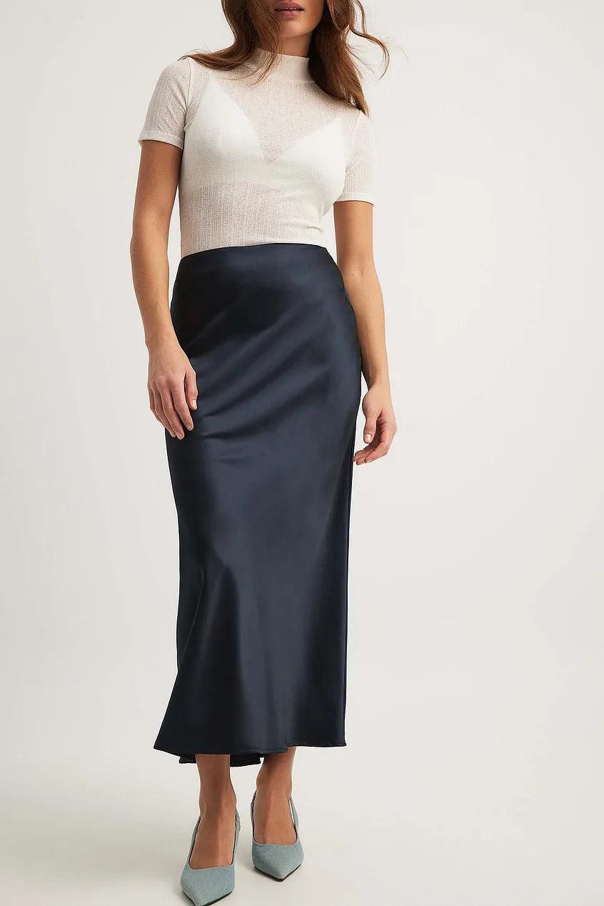 Dame Lang Nederdel i Satin