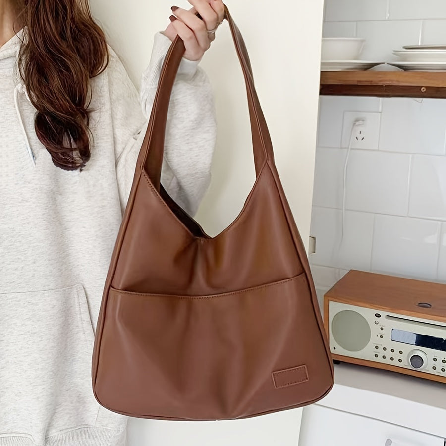 Minimalistisk Sort Læder Hobo Taske | Hverdags Chik