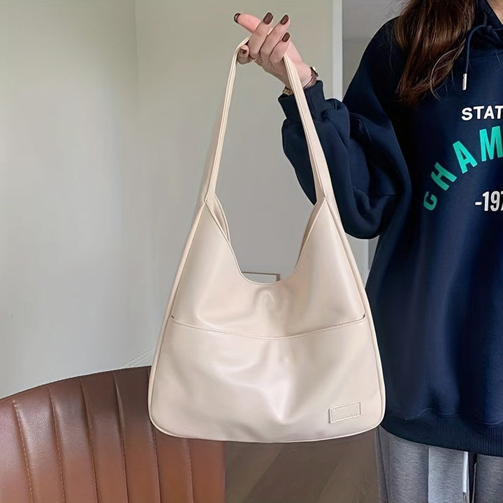 Minimalistisk Sort Læder Hobo Taske | Hverdags Chik