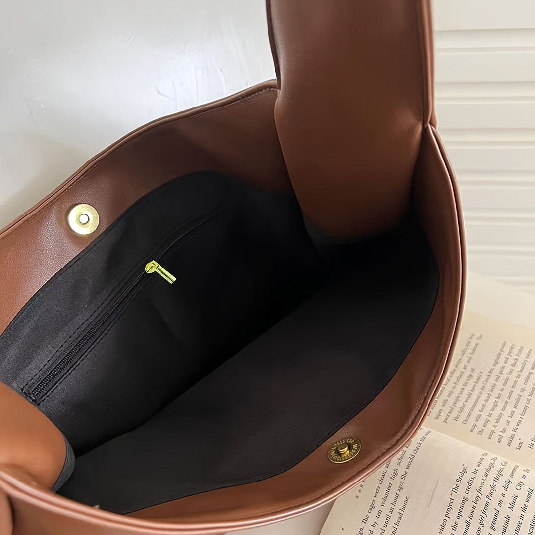 Minimalistisk Sort Læder Hobo Taske | Hverdags Chik