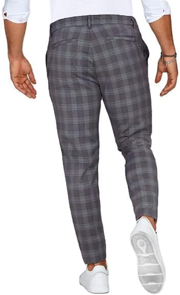 Herre Plaid Slank-Pasform Chinos | Strække Slank-Pasform