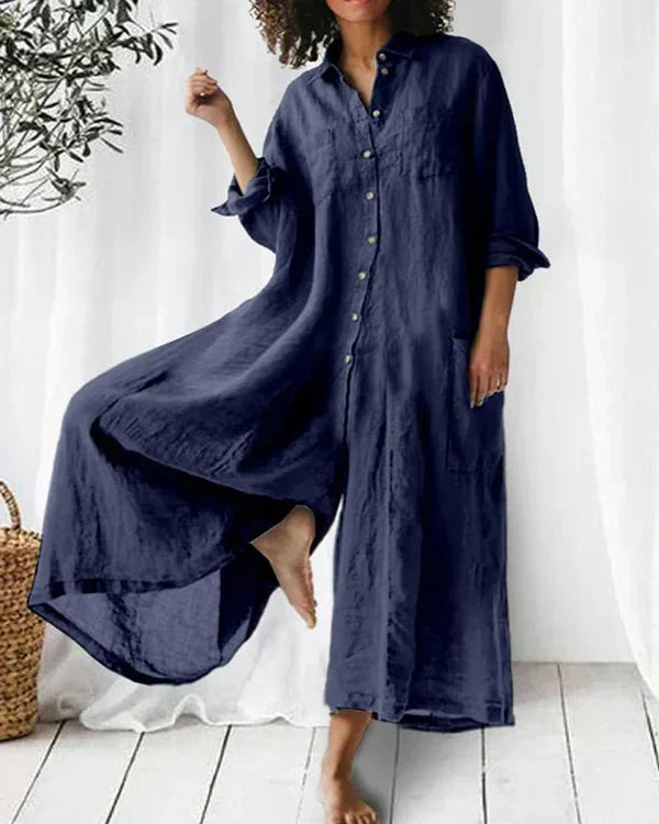Cerise | Dame Elegante Hør-Bomuld Jumpsuit