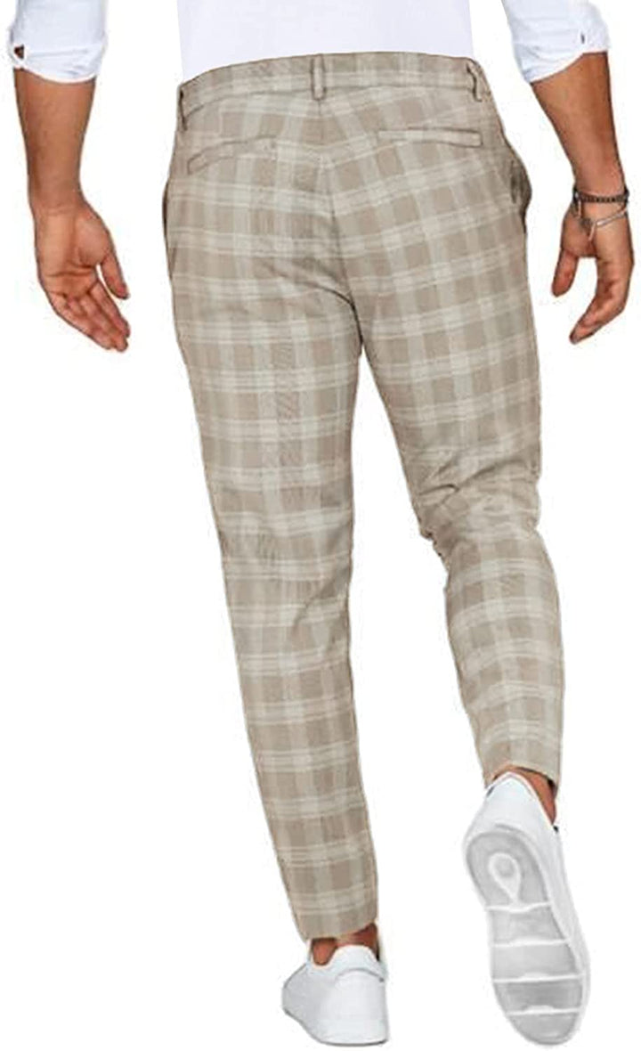 Herre Plaid Slank-Pasform Chinos | Strække Slank-Pasform