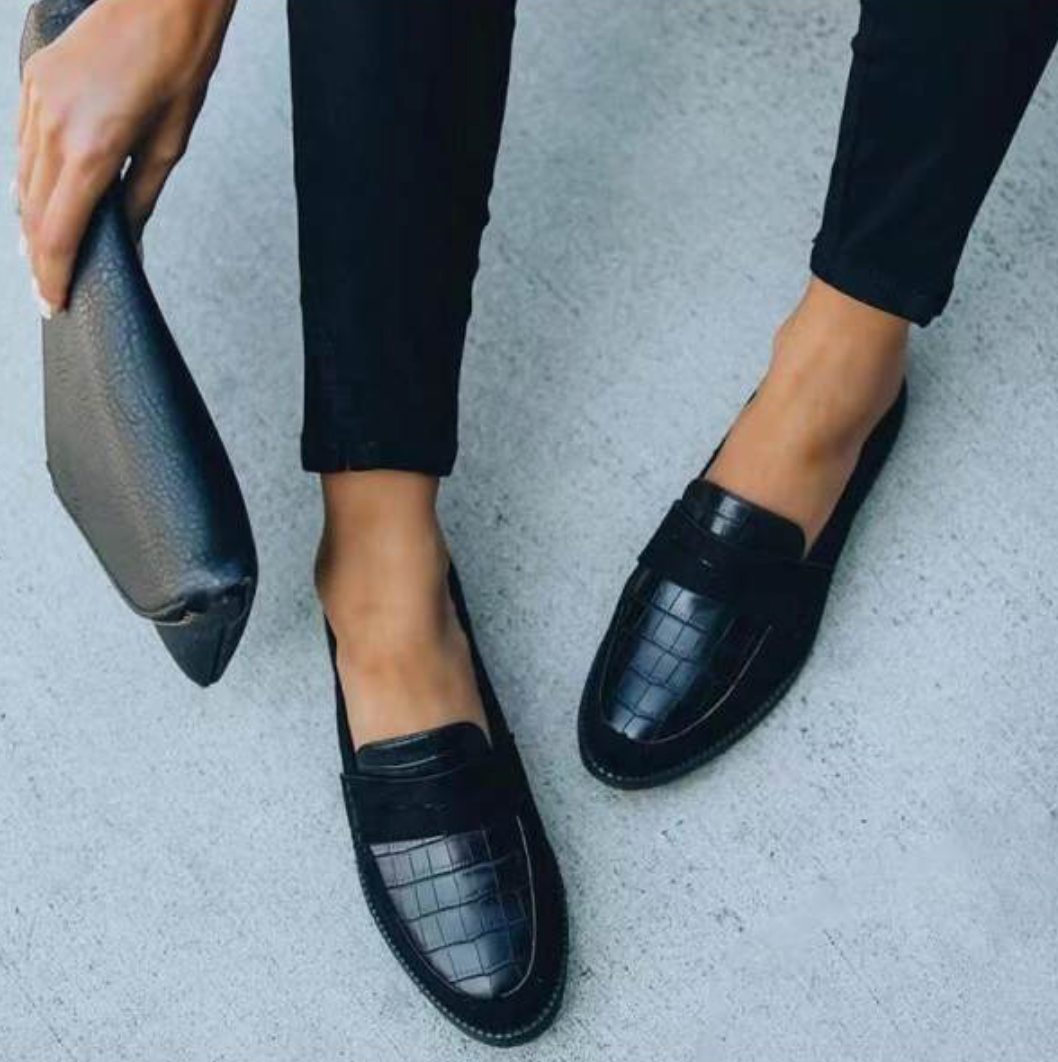 Belén | Dame Ruskind Krokodille Trykke Slip-on Loafers