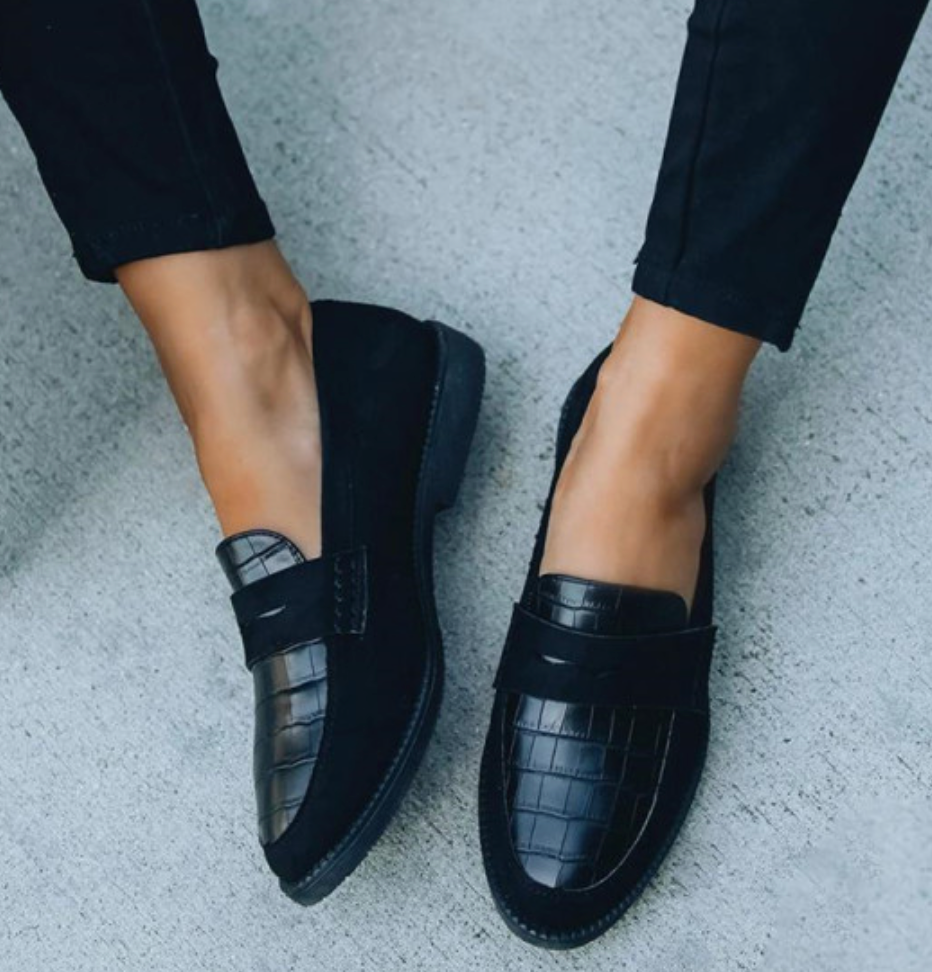 Belén | Dame Ruskind Krokodille Trykke Slip-on Loafers