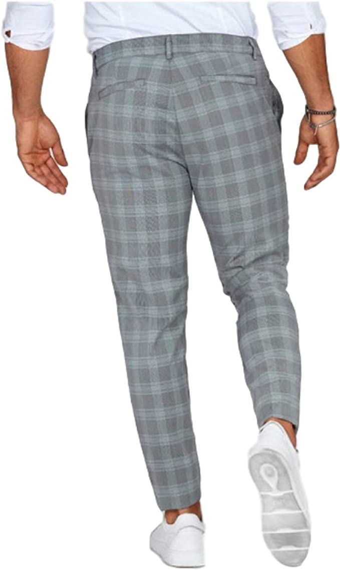 Herre Plaid Slank-Pasform Chinos | Strække Slank-Pasform