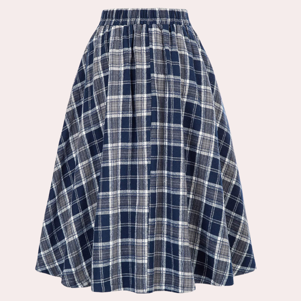 Maëlle | Elegante Plaid A-Linje Midi-Nederdel Til Kvinder
