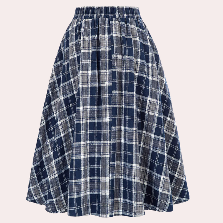 Maëlle | Elegante Plaid A-Linje Midi-Nederdel Til Kvinder