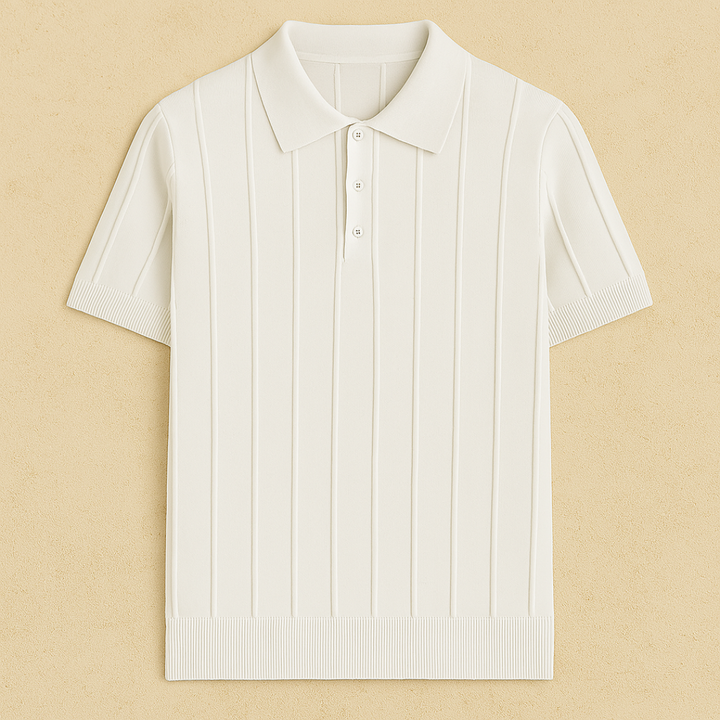 Herre Elegante Ribstrikket Polotrøje