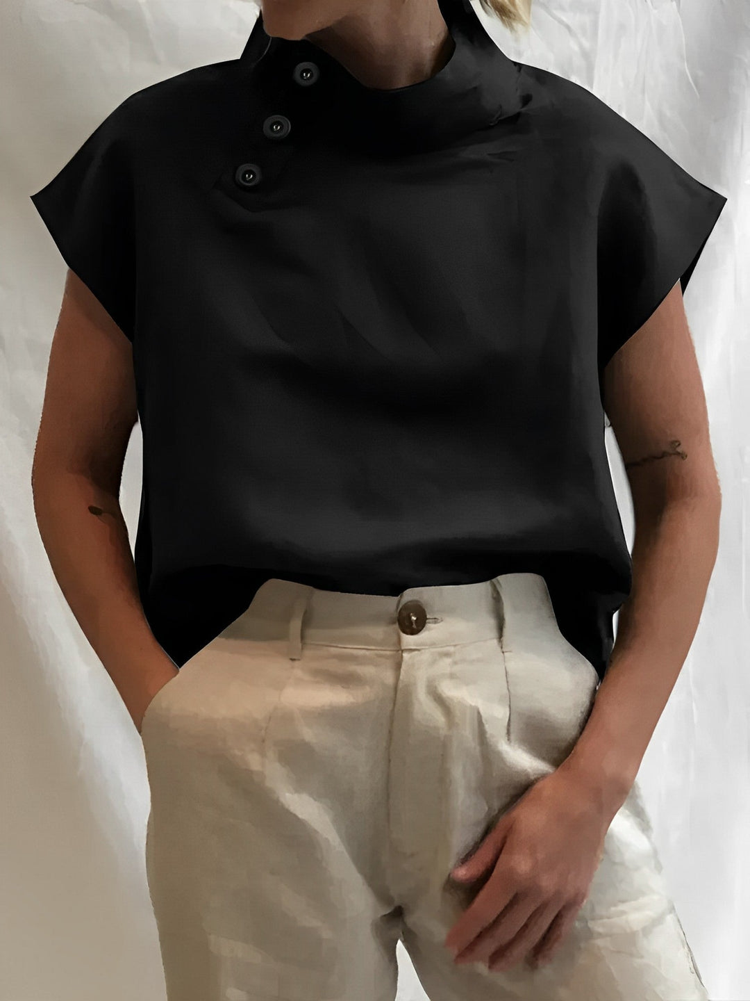 Nia | Elegant Dame Kortærmet Sommertop