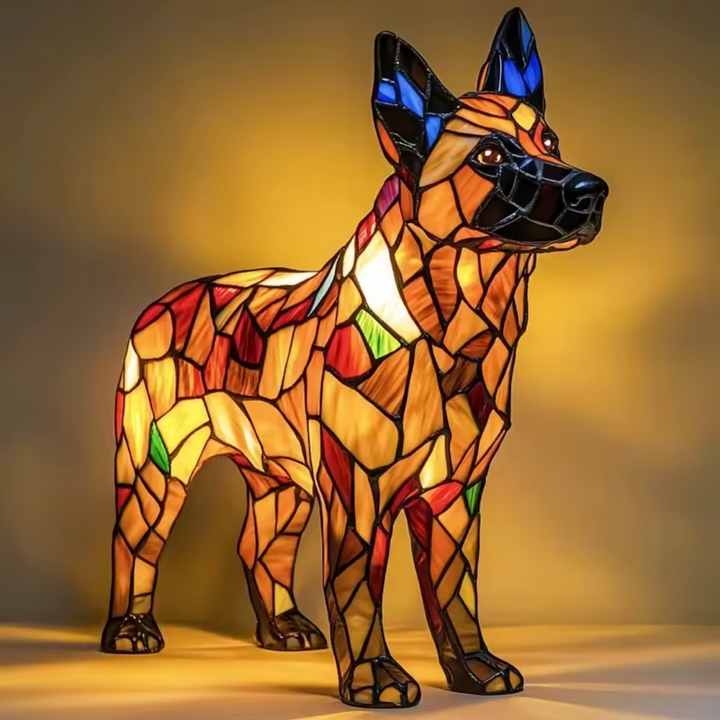 Håndlavet Bejdset Glas Hundelampe | Lys Til Hundeelskere