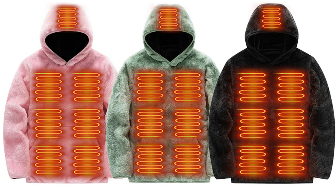 Elektrisk Opvarmet Fleece-Hættetrøje | Hyggelig Vintertrøje