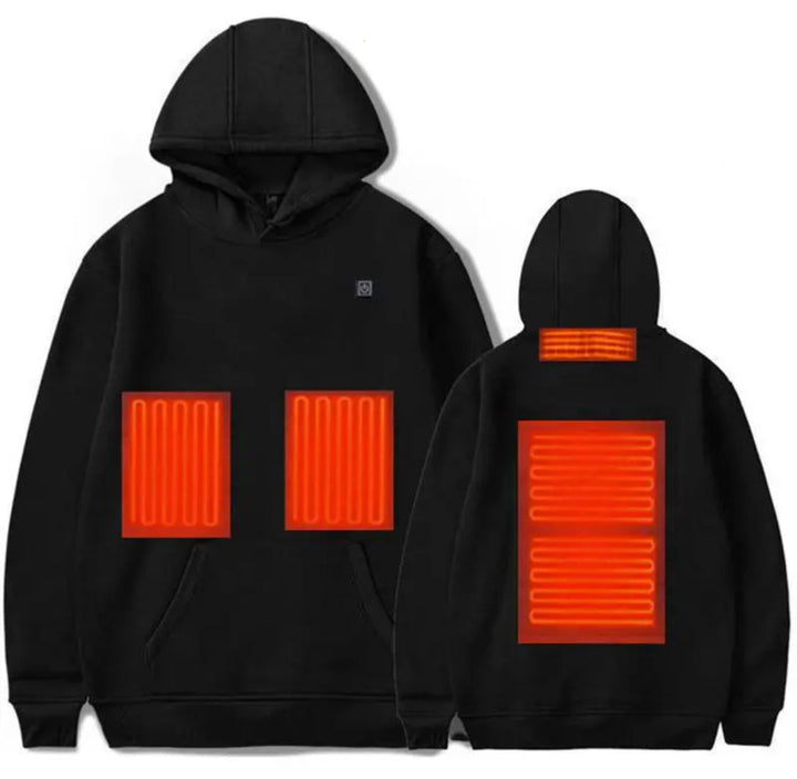 Opvarmet sweatshirt med Hætte | Vinterlag med Justerbar Varme