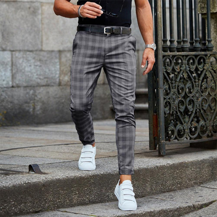 Herre Plaid Slank-Pasform Chinos | Strække Slank-Pasform