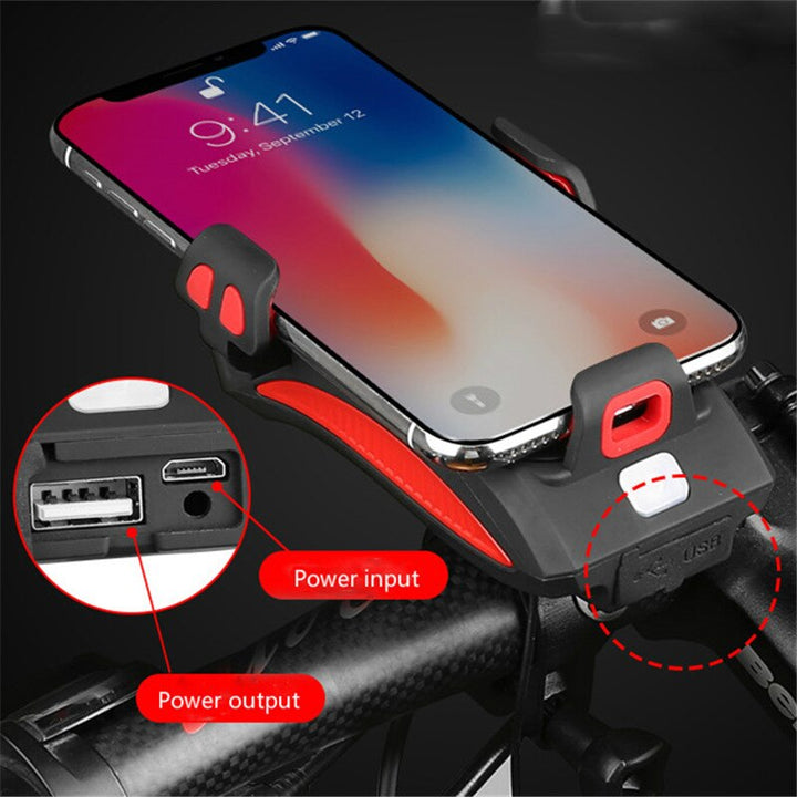 Cykel Monter | Cykelstyr Telefon Monter med Lys og Powerbank
