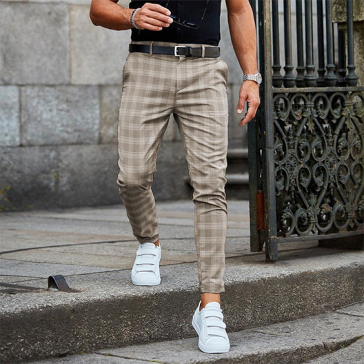 Herre Plaid Slank-Pasform Chinos | Strække Slank-Pasform