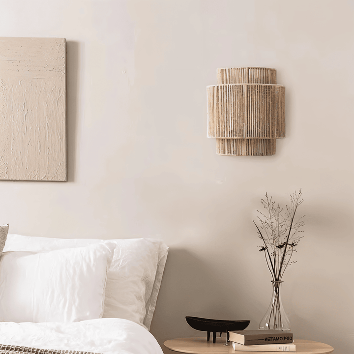 Boho Vægdekoration | Rattan Lampeskærm med Hampereb