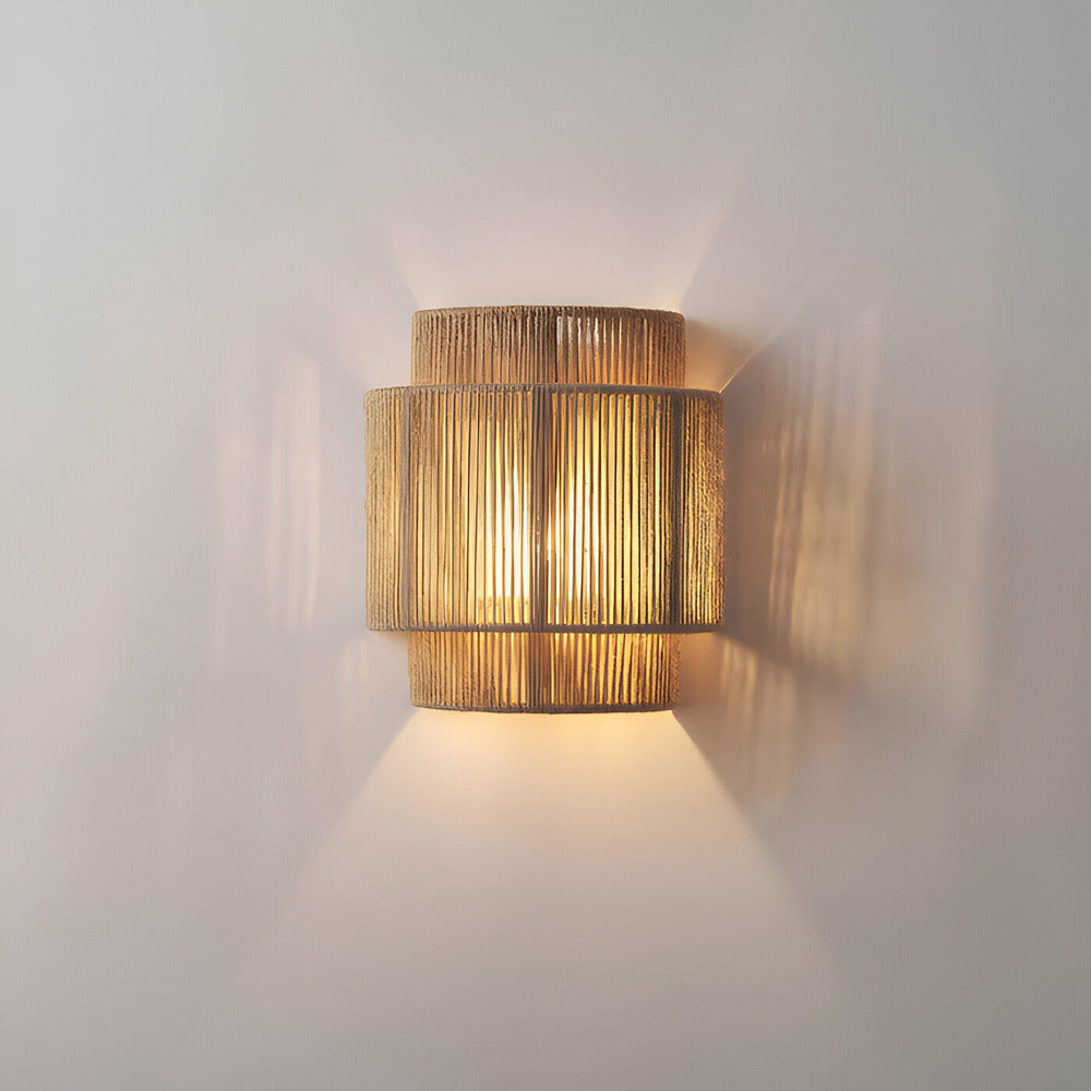 Boho Vægdekoration | Rattan Lampeskærm med Hampereb
