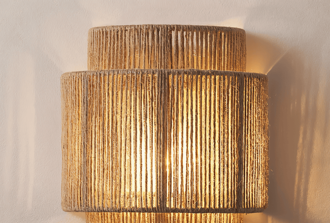 Boho Vægdekoration | Rattan Lampeskærm med Hampereb