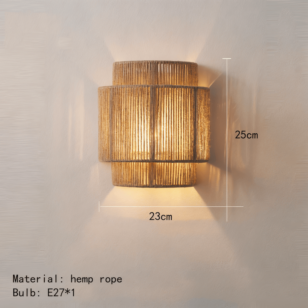 Boho Vægdekoration | Rattan Lampeskærm med Hampereb