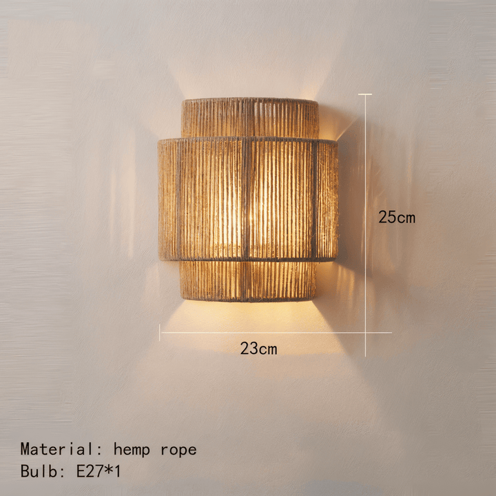 Boho Vægdekoration | Rattan Lampeskærm med Hampereb