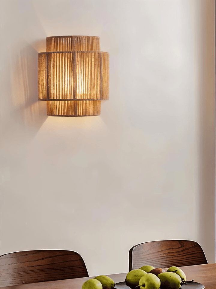 Boho Vægdekoration | Rattan Lampeskærm med Hampereb
