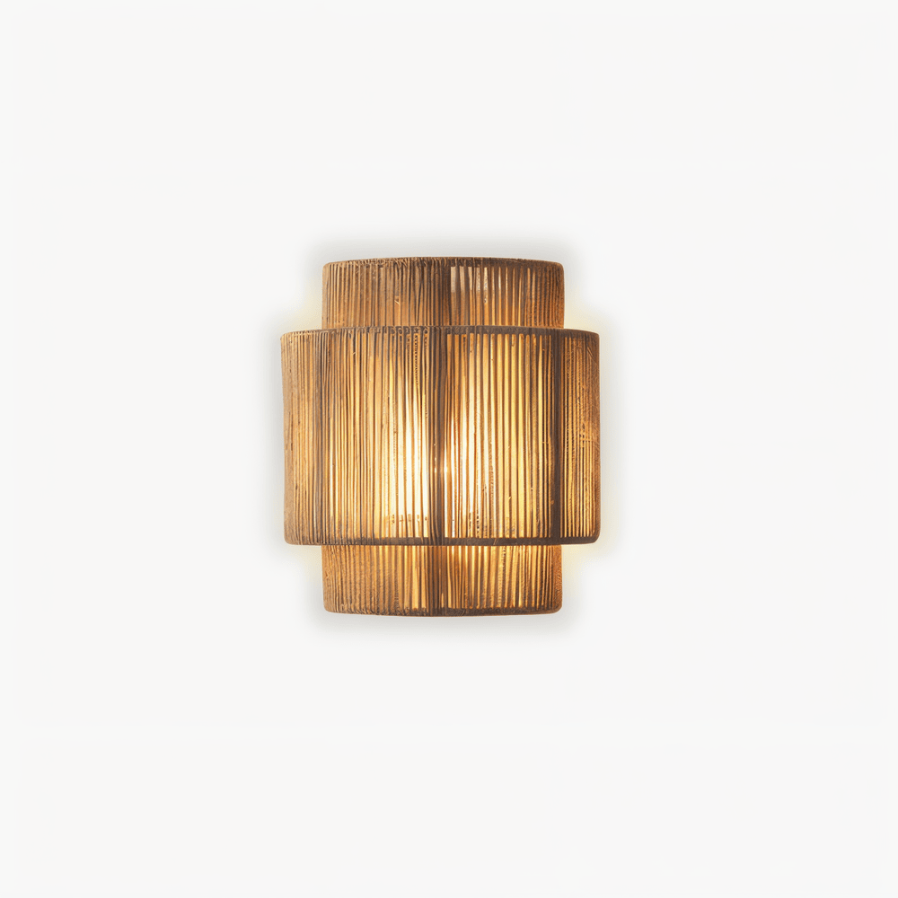 Boho Vægdekoration | Rattan Lampeskærm med Hampereb