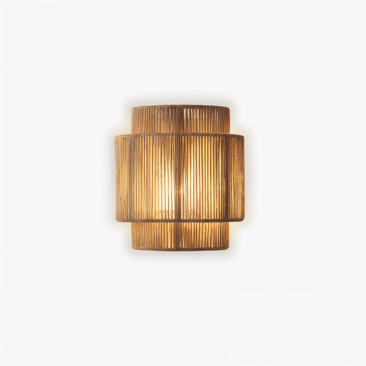 Boho Vægdekoration | Rattan Lampeskærm med Hampereb