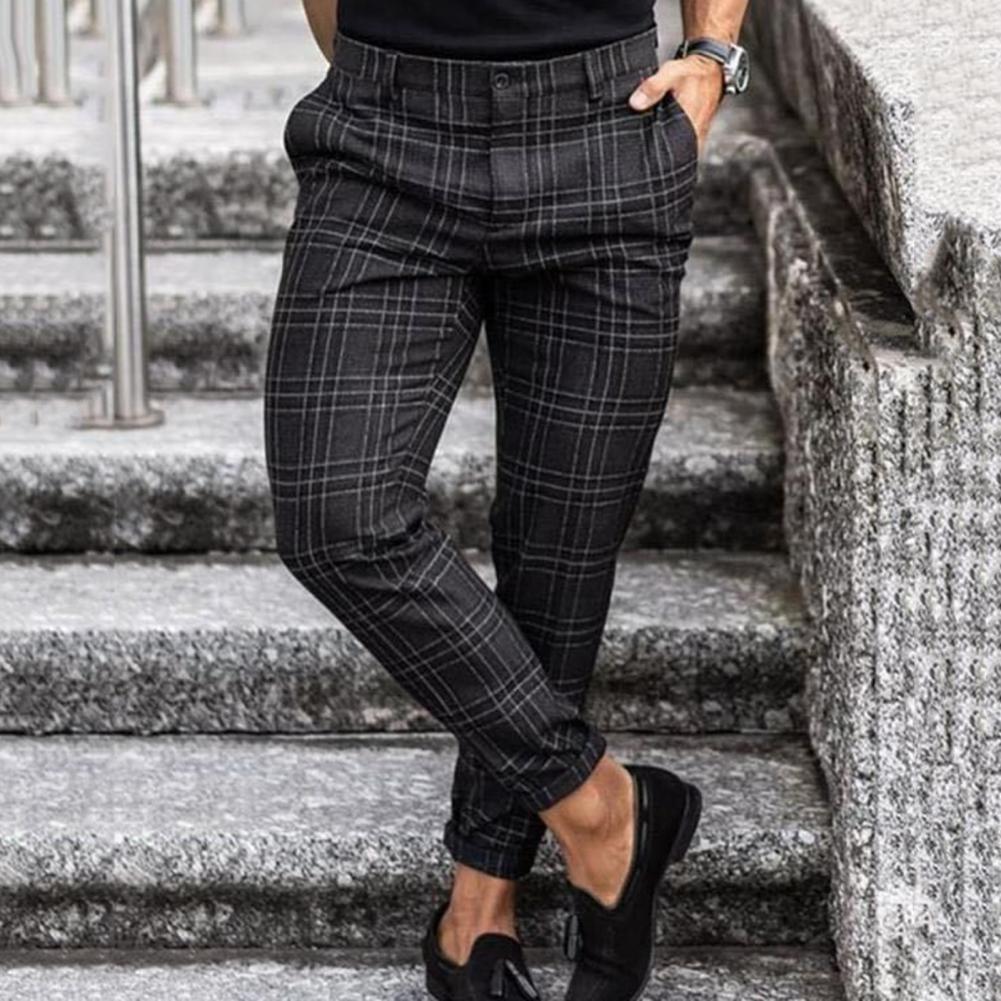 Herre Plaid Slank-Pasform Chinos | Strække Slank-Pasform