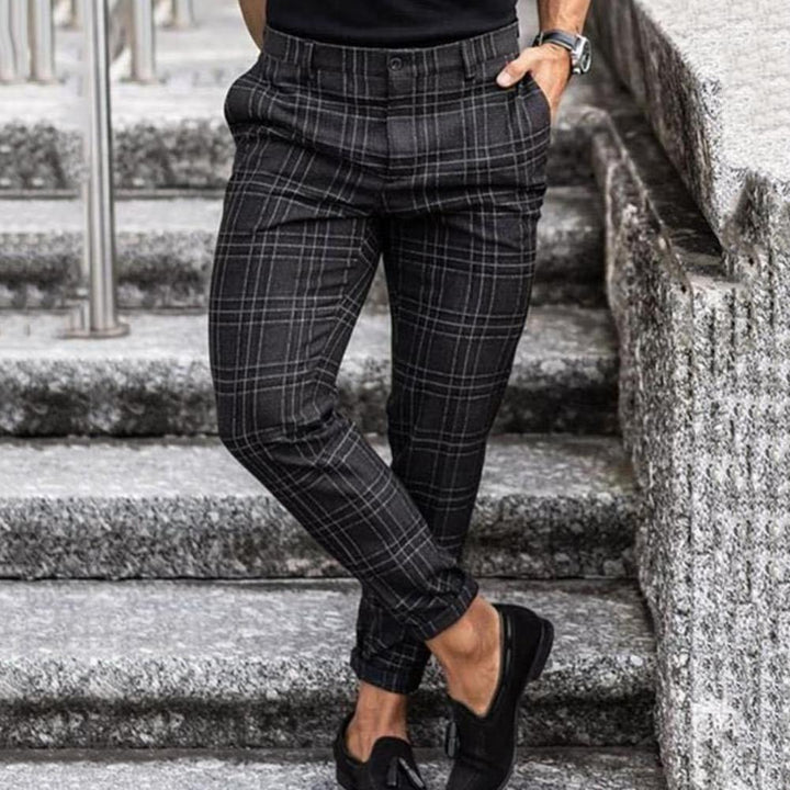 Herre Plaid Slank-Pasform Chinos | Strække Slank-Pasform