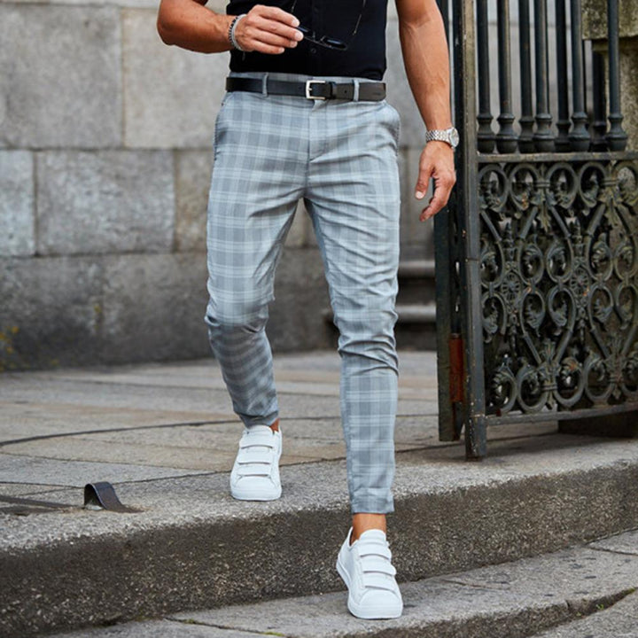 Herre Plaid Slank-Pasform Chinos | Strække Slank-Pasform